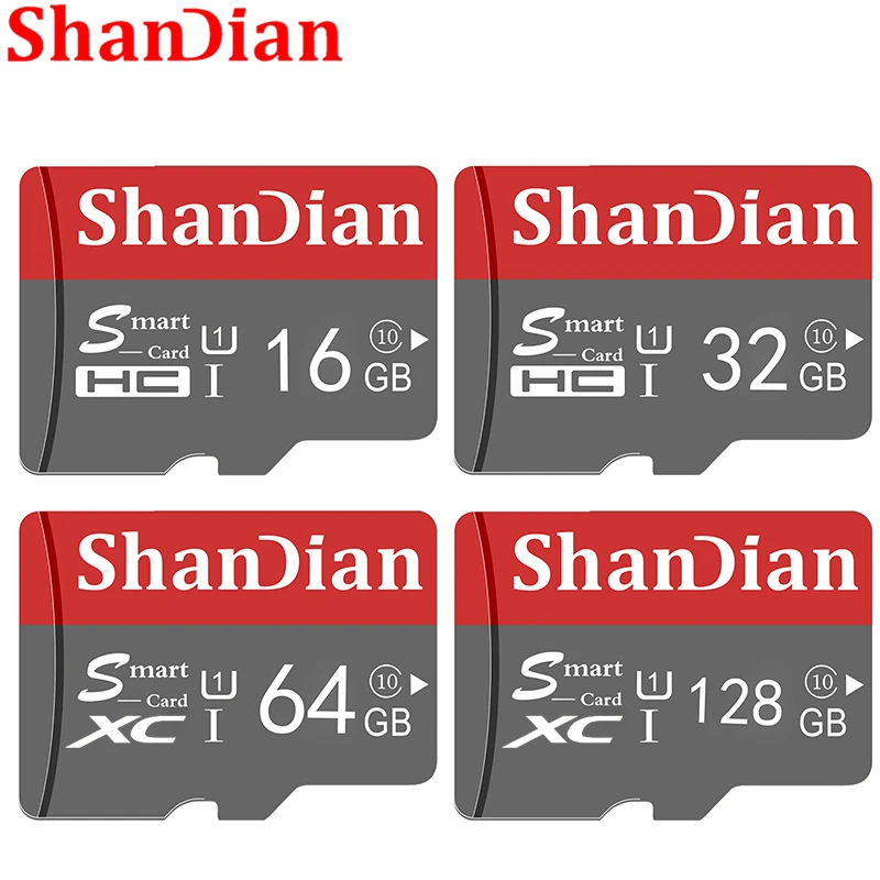 SHANDIAN Smart SD Card 32GB High Speed Class 10 16GB/64GB Real Capacity 128GB Mini SD Memory Card TF Card for Smartphone