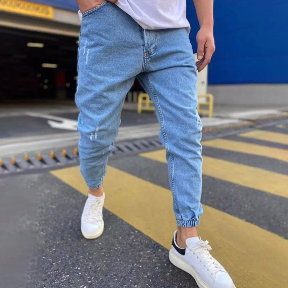 Men's Jeans Fashion Casual Sports Pants Mens Plus Size Pencil Pants Shrink Elastic Jean for Man Slim Trousers Skinny Jeans Men