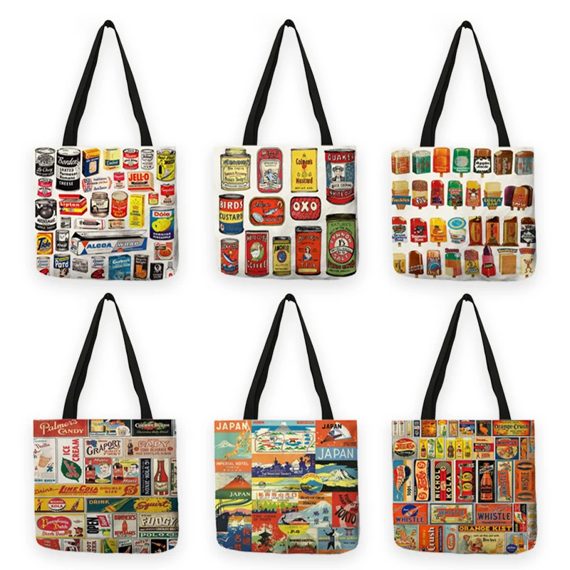 

B13009 Retro America Culture Pattern Women Handbag Shoulder Bag Large Capacity Shopping Bags