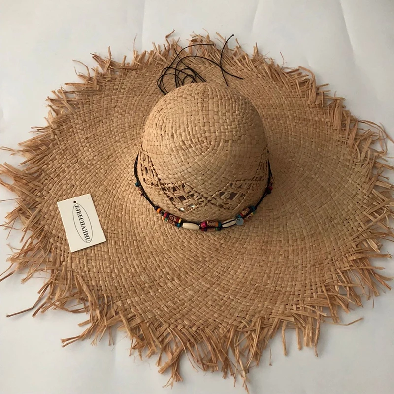 Шляпка ZJBECHAHMU однотонная женская винтажная Соломенная Панама от солнца для