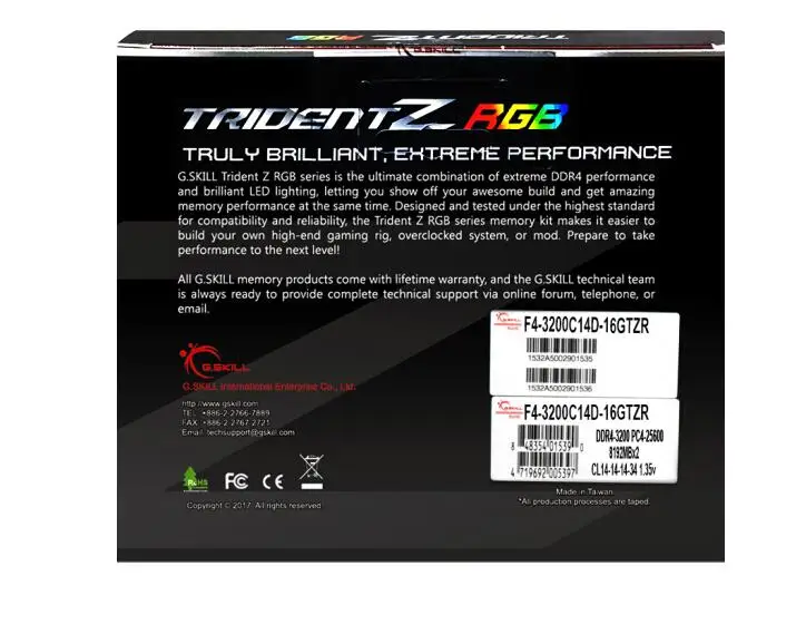 G. SKILL) Trident Z RGB серия DDR4 3200 C14 настольная память RGB светильник(F4-3200C14D-64GTZR