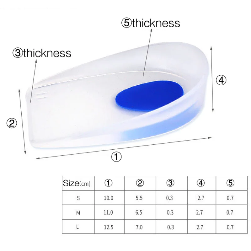 1Pair Silicone Gel Heel half Cushion Insoles Soles Relieve Foot Pain Protectors U-Shaped High Pads for Women | Обувь