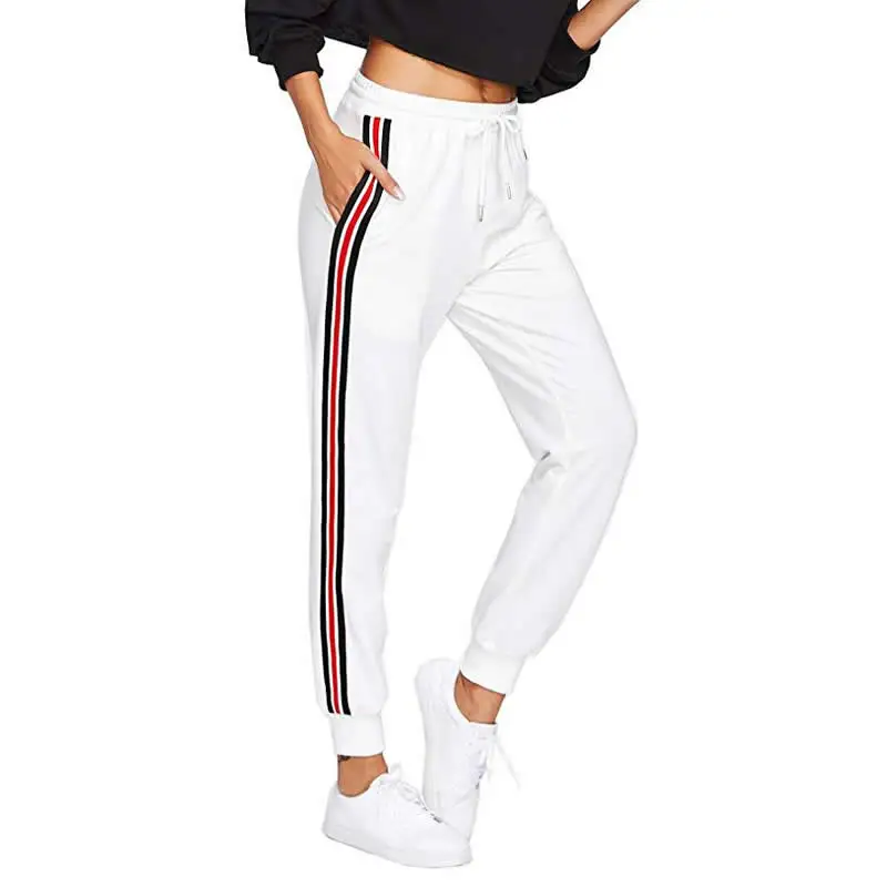 Модные Повседневные спортивные штаны для бега с боковой полосой Женская
