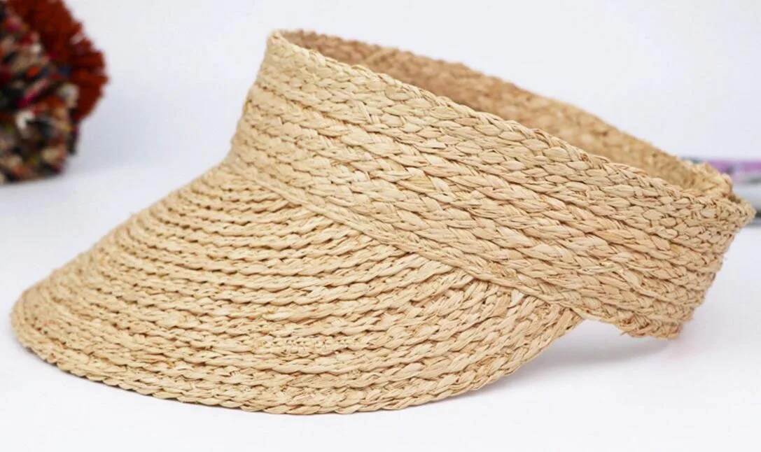 6 шт. Pocketable природа Солнце Соломенные из пальмового волокна козырьки дешевые