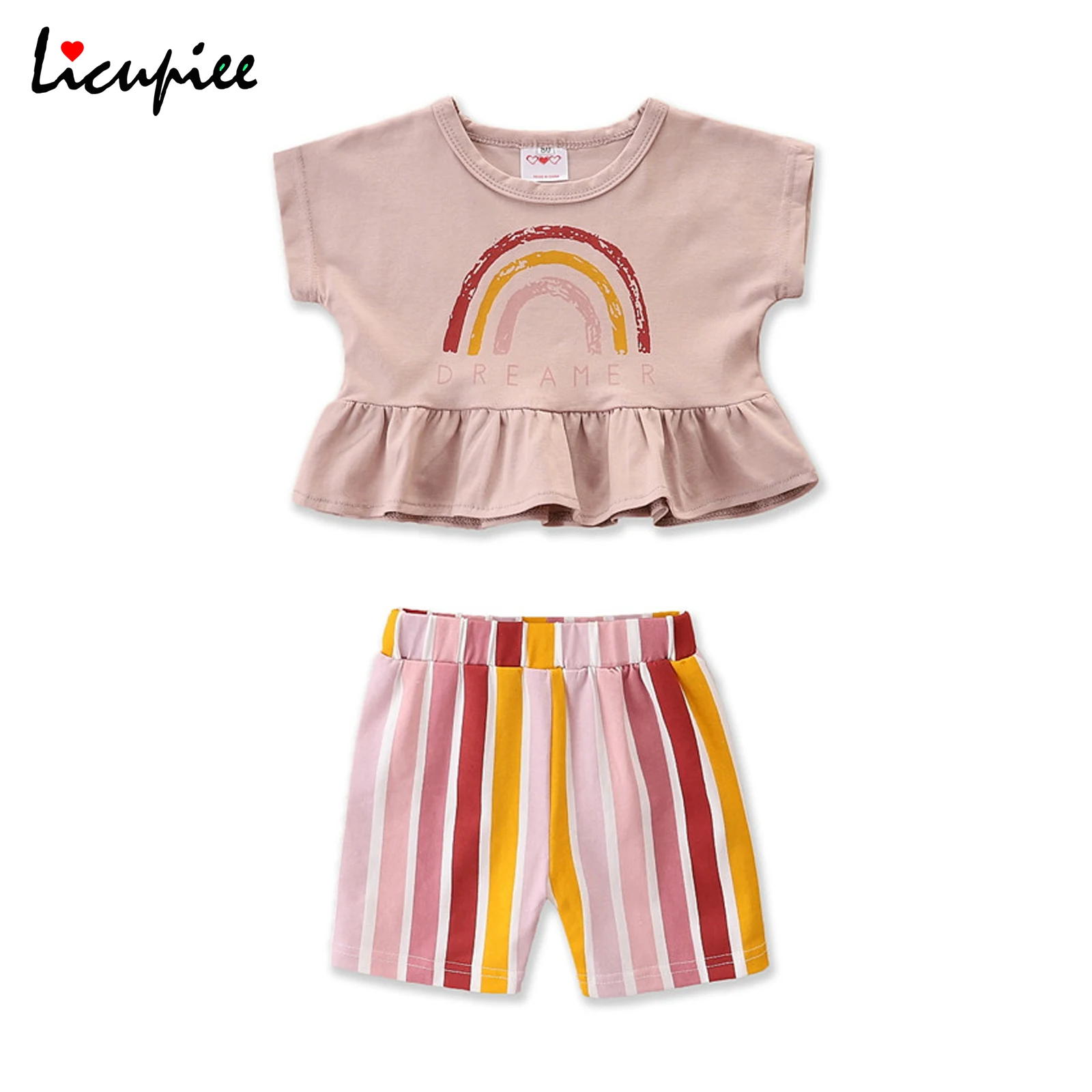 

От 1 до 4 лет комплект детской одежды из 2 предметов летняя одежда, радужная юбка-пачка для маленьких девочек, буквенный принт, футболки с коро...