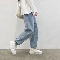 jeans mens elastic waist tether drawstring straight pants boys loose streetwear spring and autumn tidal current surprise price