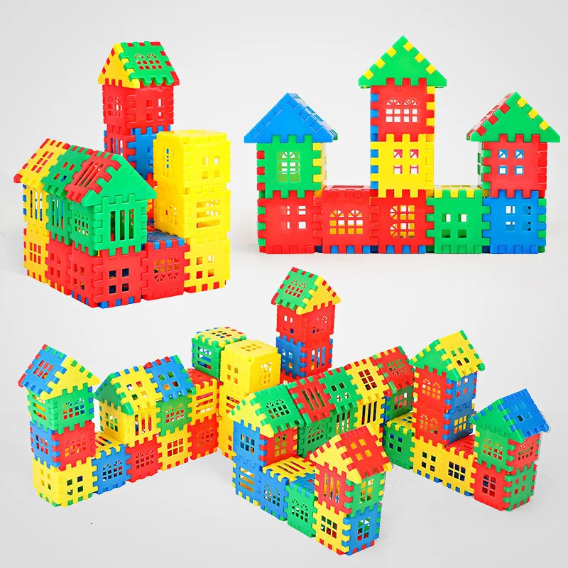 

50Pcs/lot Baby DIY City House Building Blocks Model Figure Construction Bricks Creative Educational Toys For Children Kids Gifts
