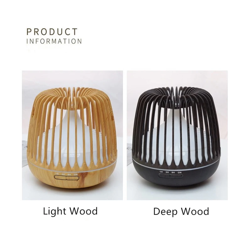 

500ML Aroma Essential Oil Diffuser Ultrasonic Air Humidifier Wood Grain 7 Color Changing LED Lights Cool Mist for Home