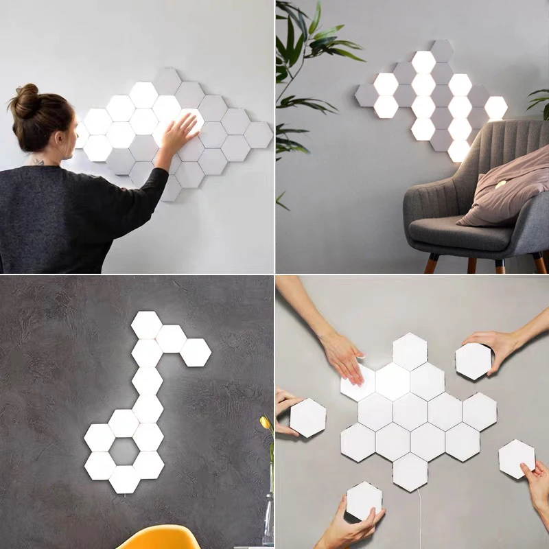 

RGB LED Honeycomb Lights Quantum Hexagonal Light USB Touch /Remote Control 7 Color Discoloration for Bedroom DIY Decor Wall Lamp