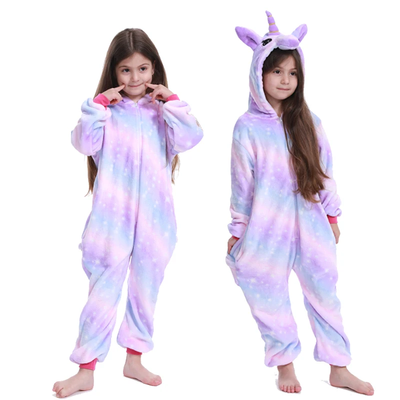 Purple star unicorn Новые детские кигуруми одеяло "Панда" комбинезоны для девочек Комбинезон для взрослых и детей животных единорог пижамы Onesie Косплэй Фланелевая Пижама Костюм - Цвет: Purple star unicorn
