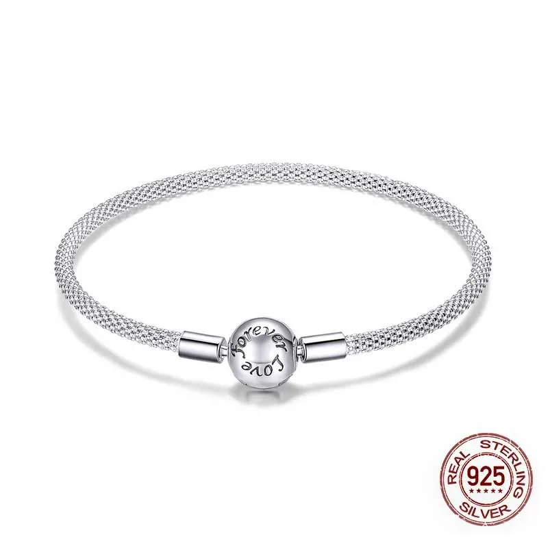 

Подлинное 925 пробы Серебряная любовь навсегда сетки змея цепи Браслеты для Для женщин стерлингового серебра 925 Изысканные ювелирные издели...