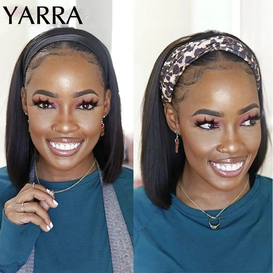 Женские бразильские прямые короткие обручи парики из натуральных волос без клея