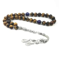tasbih gemstone natural tiger eye stone with lapis lazuli rosary islamic misbaha prayer bead 33 66 99 beads accessories bracelet