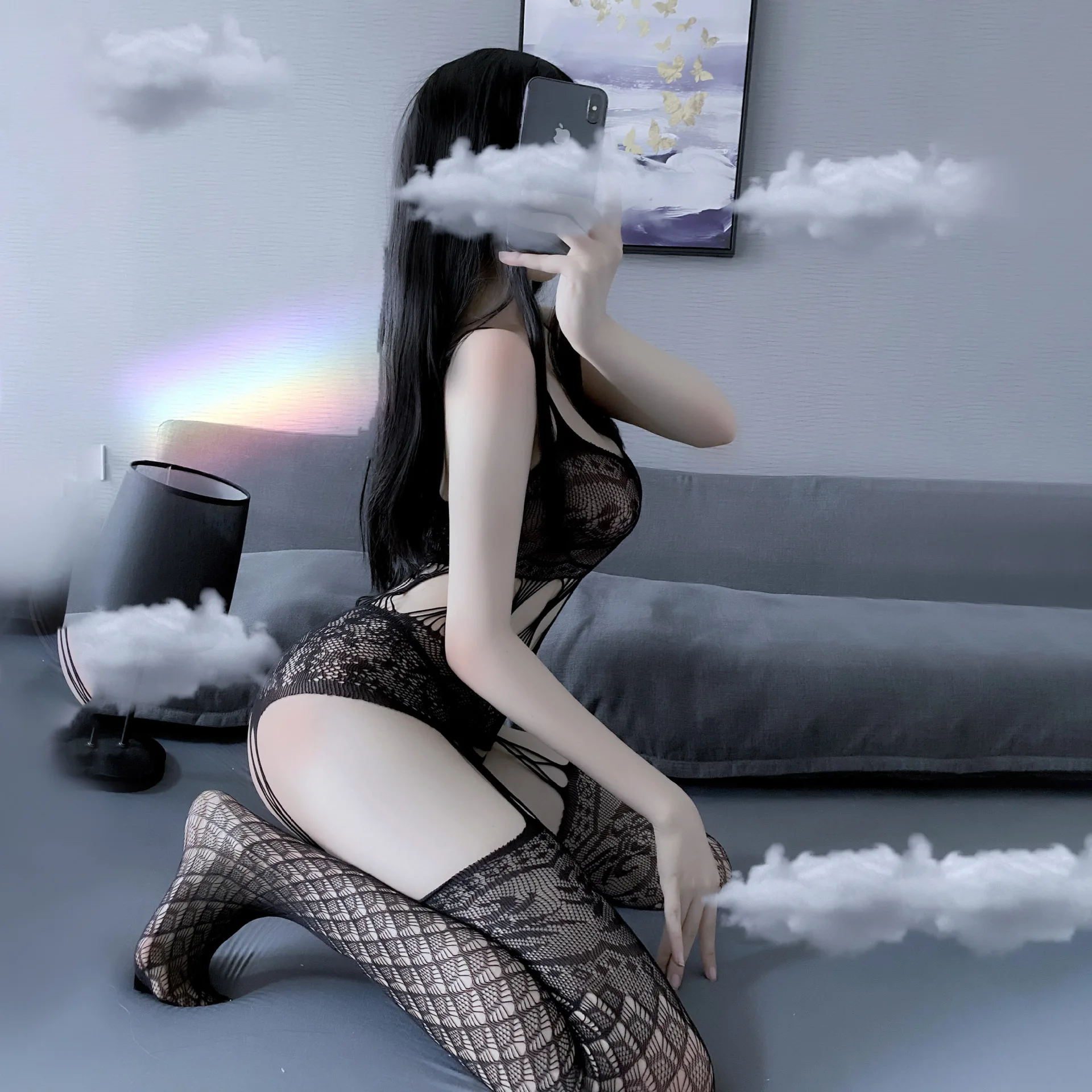 

Sexy Temptation Hollow Open File Sexy Lingerie Uniform Set Lingerie Fishnet Crotchless Bodysuit Sexy Jumpsuit Body Stocking