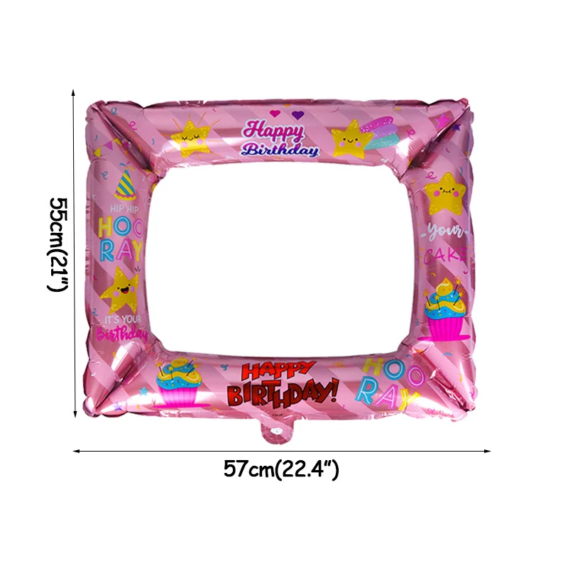 1pcs photo frame День рождения Синий Розовый надувная фоторамка реквизит для фотостудии День рождения украшения для детей и взрослых фоторамка Вечерние - Цвет: 1pcs photo frame
