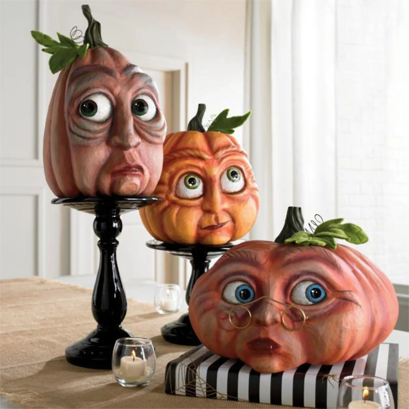 

Expressive Pumpkin Statue Halloween Pumpkin Freak Six Combination Pumpkin Geek Layout Props Halloween Garden Decoration Art