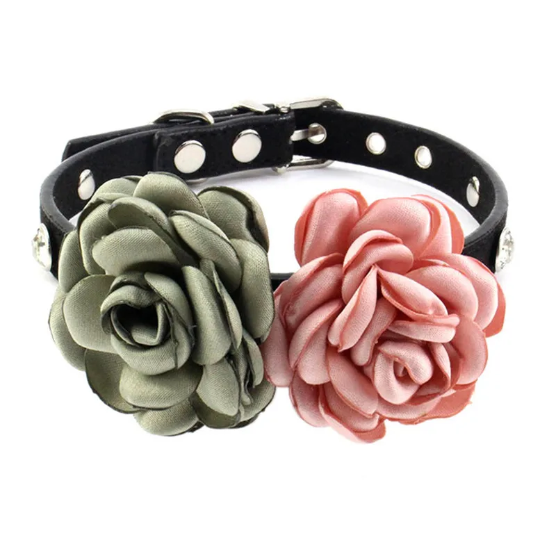 Ошейник для собак и кошек ювелирные изделия стразы розы цветок ошейник маленьких
