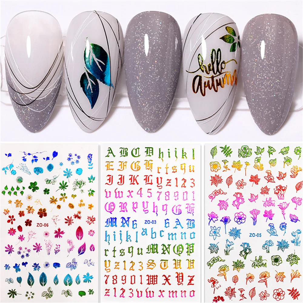 Слайдер для ногтей с надписью в готическом стиле стикеры 3D на ногти Nail Art неоновый