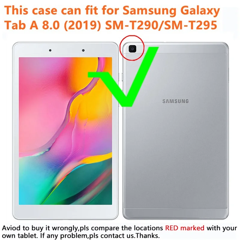 Для Samsung Galaxy T290 T295 Tab A 8 0 2019 чехол из искусственной кожи с подставкой защитный ТПУ