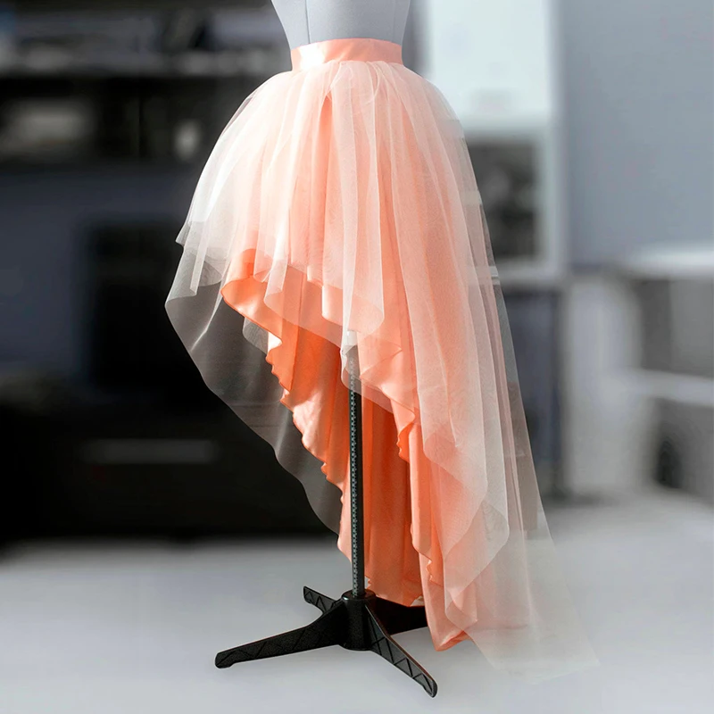 Фатиновая Свадебная юбка многослойная с румянами высоким и низким вырезом