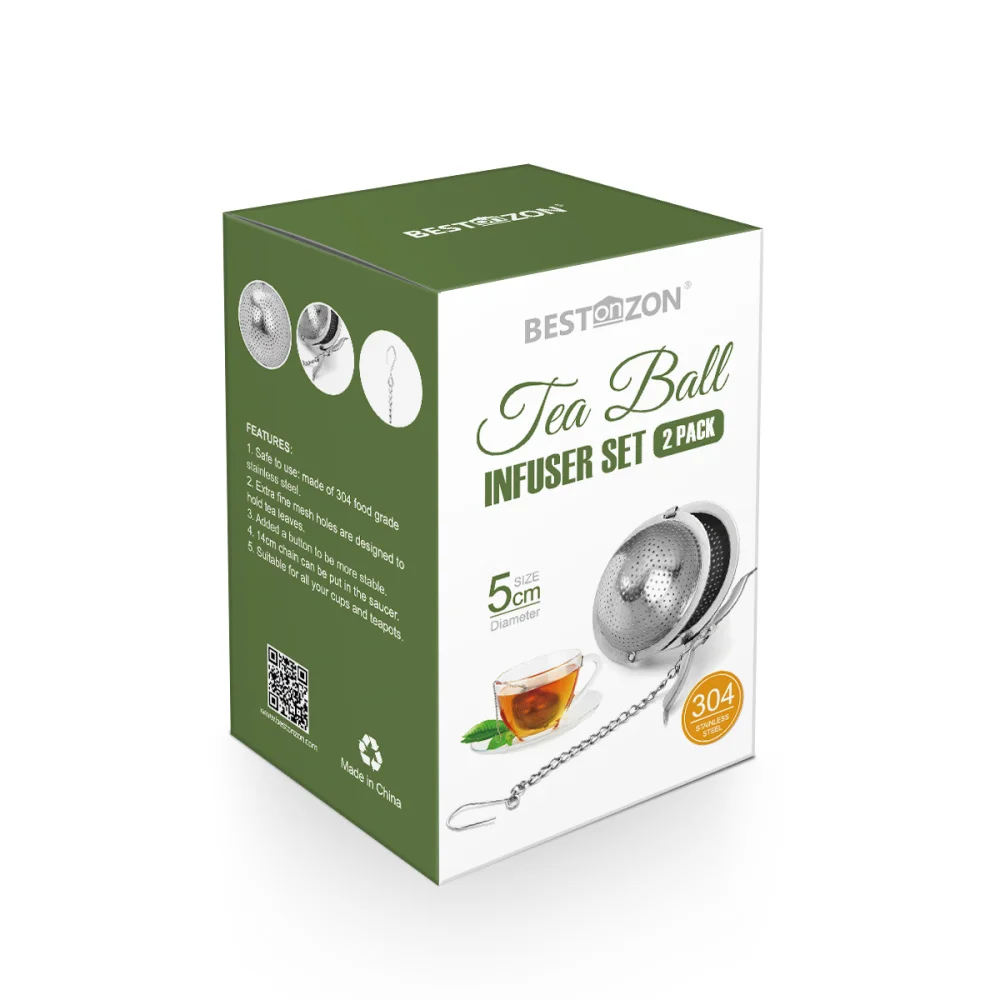 

BESTONZON 2 Pcs Tea Infuser with Chain Hook Premium Stainless Steel Loose Leaf Tea Strainer Reusable Tea Filter