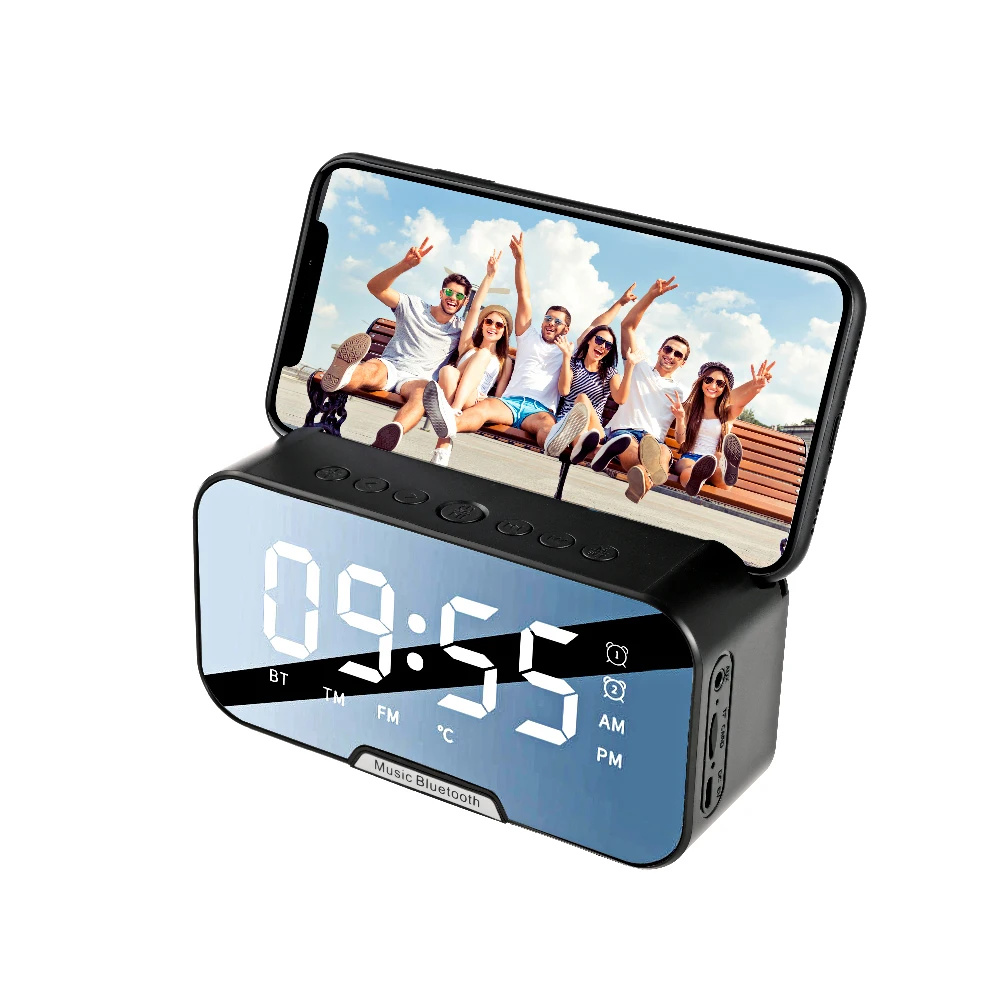 Портативный Bluetooth 5 0 динамик беспроводные Часы громкий s стерео сабвуфер