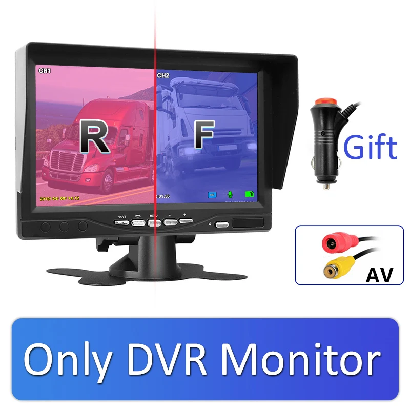 Only AV Monitor GreenYi 1280*720 Запись cctv DVR 2 камера заднего вида для грузовика AHD Ночное видение с " автомобиля заднего вида монитор Поддержка SD карты - Цвет: Only AV Monitor