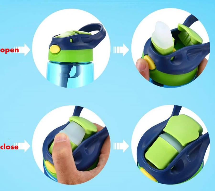 

New hot Fashion 480 ml Cute Baby Water Cup Leak Proof Bottle with Straw Lid Children School Outdoor Drinking Bottle Training Cup