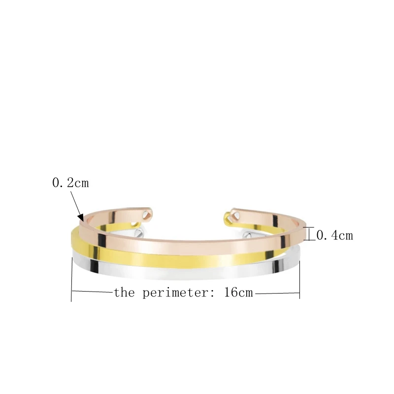 Серебряный золотистый розовый Браслет манжета с выгравированными надписями