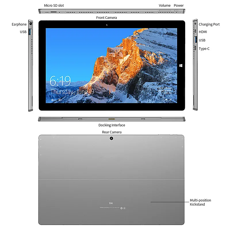 

11.6 INCH Windows 10 Tablet 8GB RAM 128GB ROM 64Bit 2K Screen X4 Quad Core N4100 Type-C Slot WIFI Touch