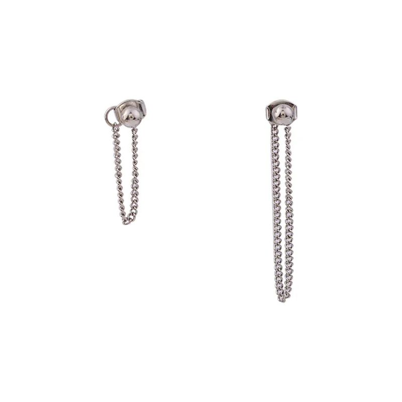 

Asymmetric Silver Color Metal Chain Drop Earring Retro Punk Small Dangling Earrings Vintage Simple Jewelry