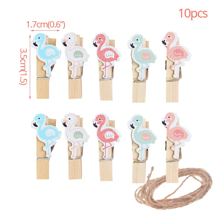 Деревянные зажимы в виде фламинго для фотографий честь летнего дня рождения