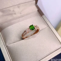 925 pure silver chinese style natural diopside womens exquisite elegant oval adjustable gem ring fine jewelry support detection