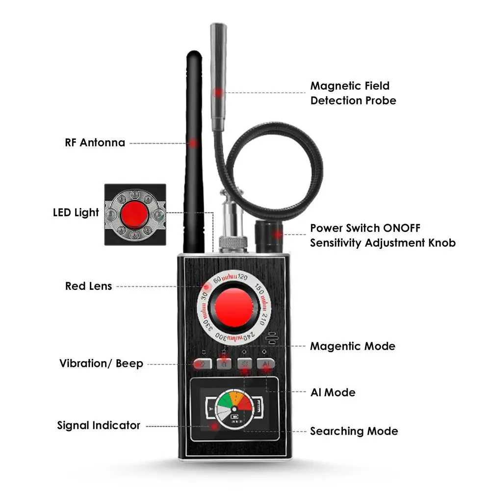 K88 Multi-function Anti-spy Detector Camera GSM Audio Bug Finder GPS Signal lens RF Tracker Detect Wireless Products 1MHz-8GHz enlarge