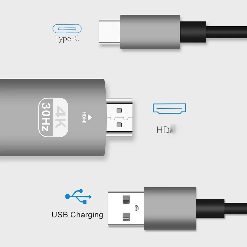 USB C Кабель с разъемом типа к HDMI 4K * 2K HD видео аудио кабель для зарядки Samsung Galaxy S8 S9 S10