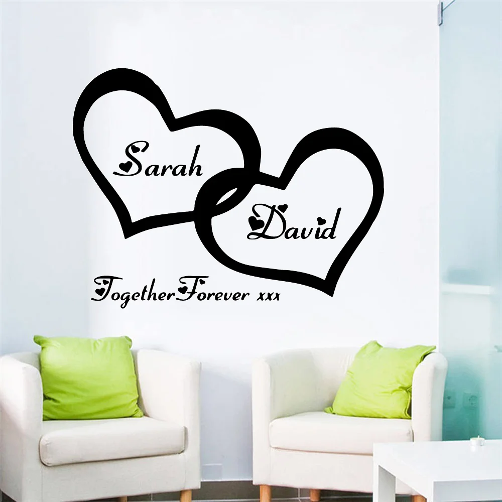 Personalized custom name vinyl wall sticker loving heart Home Decorations Decal For bedroom Decor wallpaper Art Decals