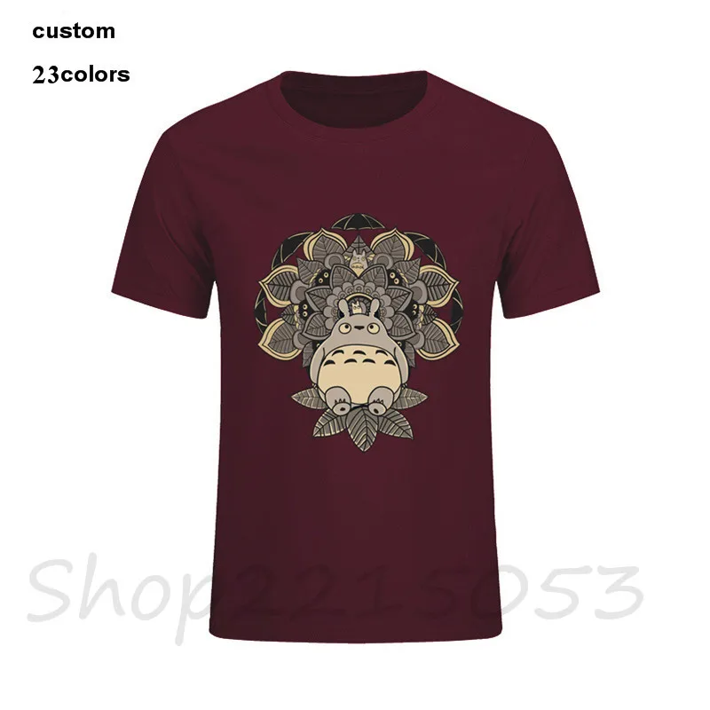 Футболки с трафаретной печатью мужские футболки мандалой и соседом Тоторо 100%