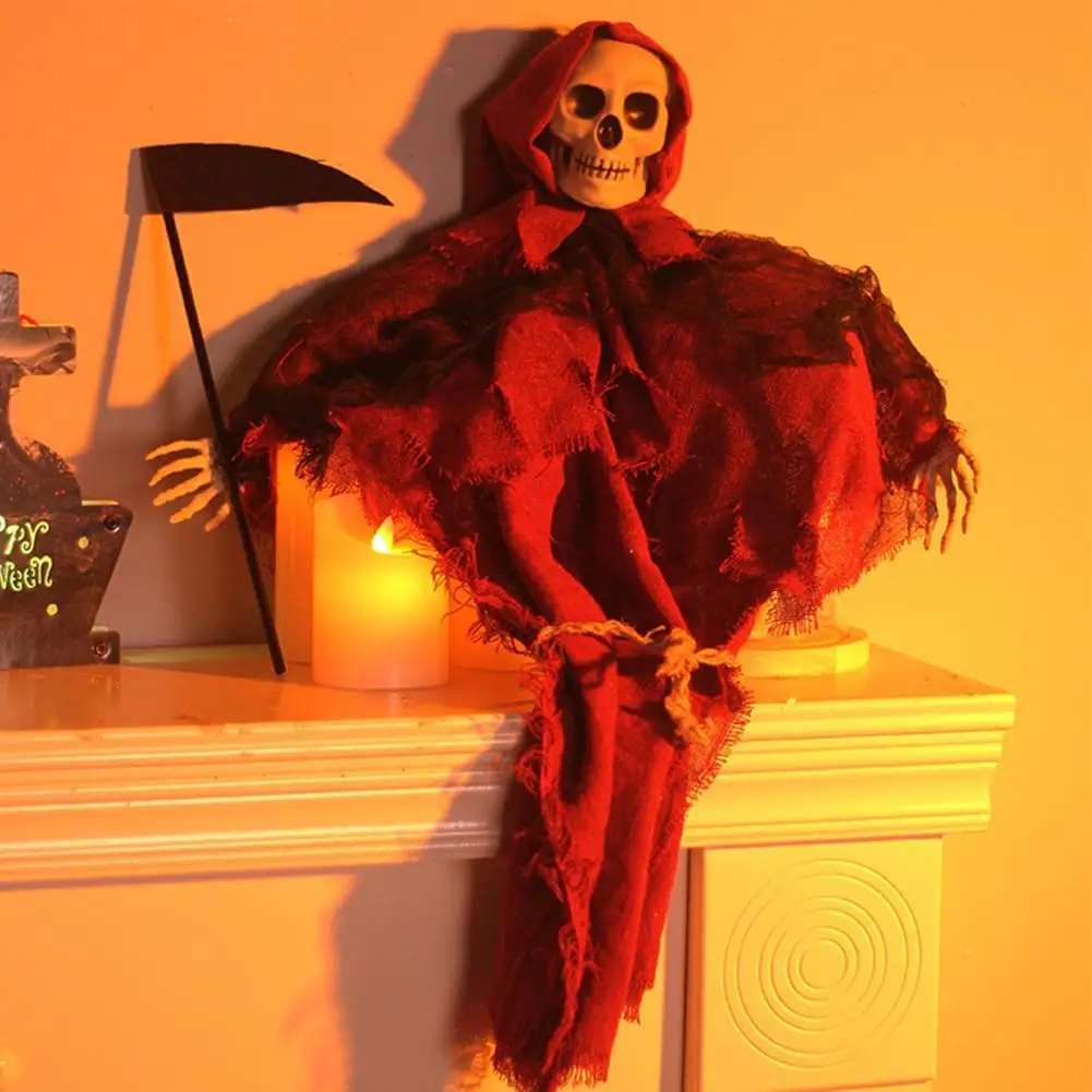 

Halloween Skull Head Ornaments Eye-catching Realistic Looking Non-woven Fabric Hanging Halloween Ghost Decorations for Patio