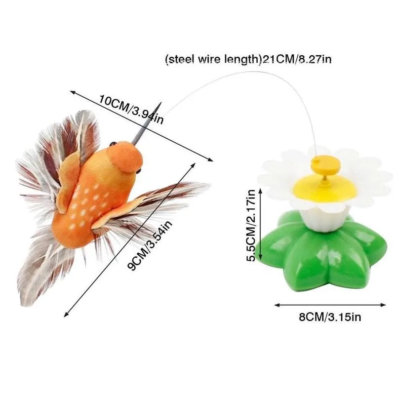 

Electric Rotating Bird Toy Colorful Birds Around Flowers Intelligence Pet Cats Flying Toys Tools Sticks Training Sparrows F D7A5