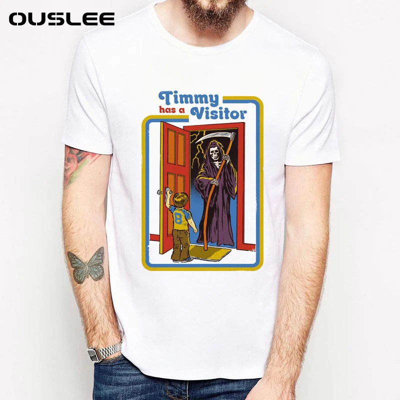 Футболка OUSLEE Мужская в стиле Харадзюку белая рубашка с принтом серии Evil коротким