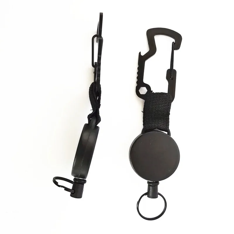 

1 Pc Retractable Key Chain Bottle Opener Wrench With Steel Wire Outdoor Tool Multifunction Badge Reel Carabiner Buckle Holder