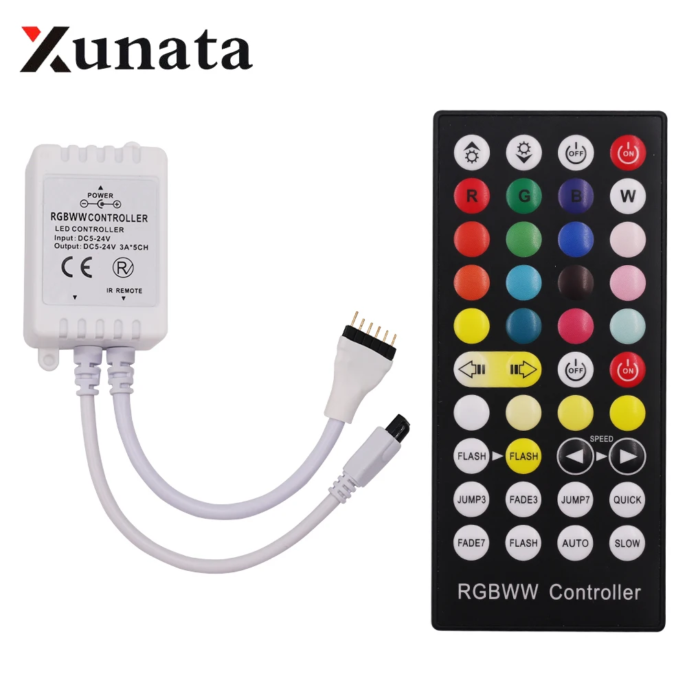 DC5 24V 40 key IR RGBWW (RGB + CCT) контроллер 3A * 5CH для 2835 5050 RGBW светодиодный