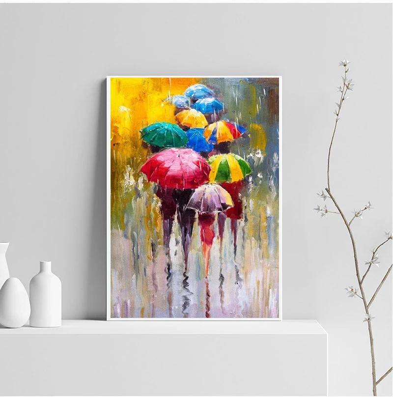 Абстрактный портрет девушка с зонтом холст картины настенное искусство для