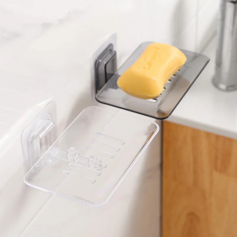

Punch-free Drain Soap Box Holder Bathroom Wall-mounted Soap Holder Suction Wall Kitchen Dishwashing Brush Storage Rack Organizer