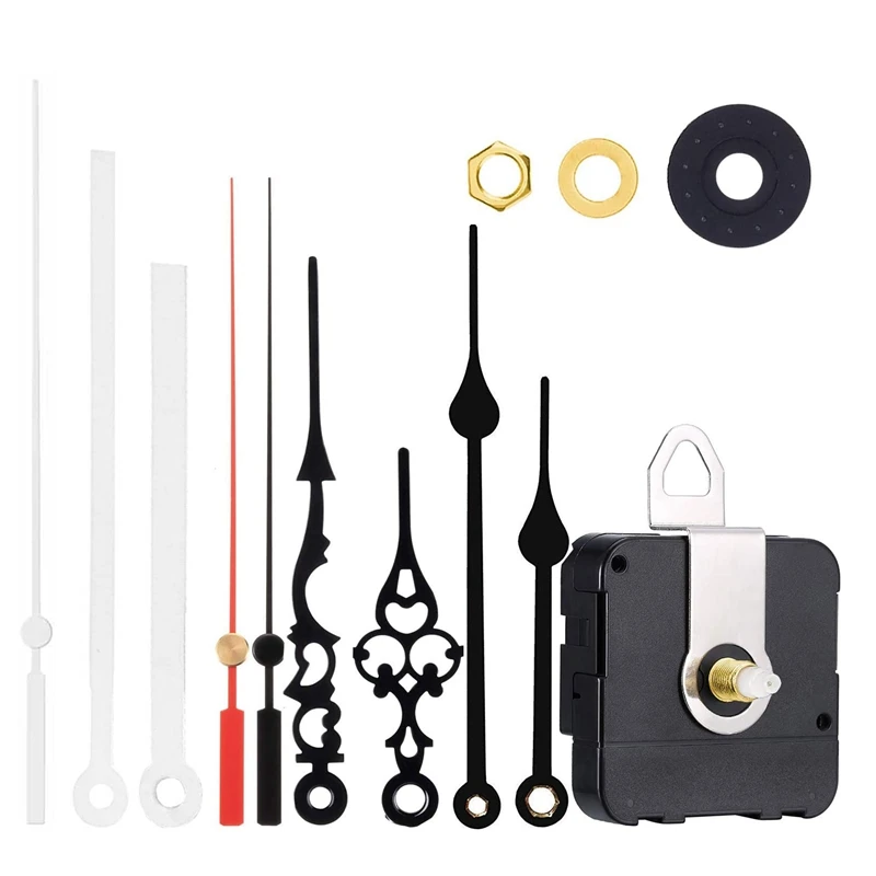 

Silent Quartz DIY Wall Clock Motor Kit Movement Mechanism DIY Repair Parts Replacement with 3 Different Pairs Hands