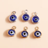 60pcs 710mm evil eyes charms pendants for earrings bangles handamde crafts diy gold silver color enamel charms jewelry making
