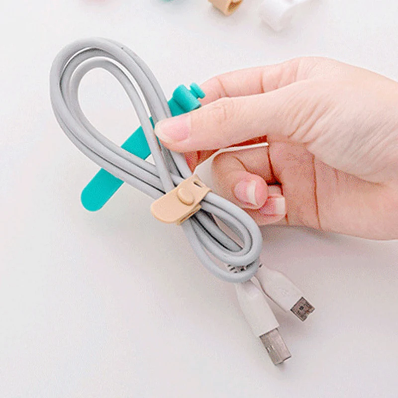 

4Pcs Silicone Cable Organizer USB Data Wrap Cord Protector Holder Office Stationary Desk Set Accessories Supplies Winder Wire
