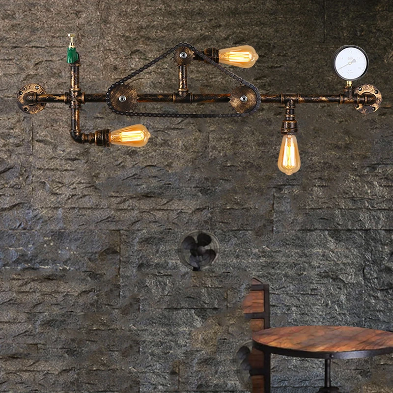 Настенные светильники в стиле ретро Лофт цепь для водопроводных труб
