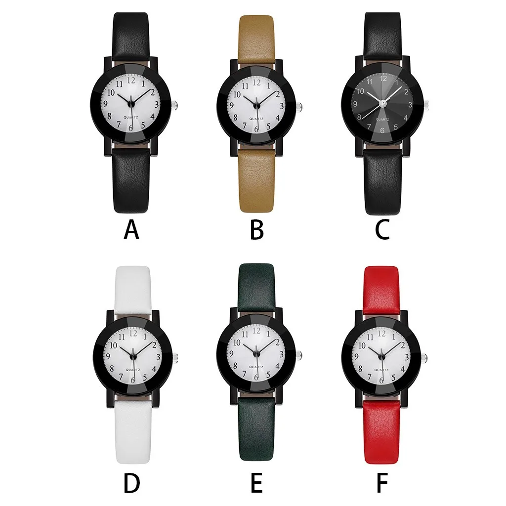 

Nice PopFashion Women Leather College Style Black Case Fine Strap Band Quartz Analog Vogue Wristwatch Ladies Girls Clock Gifts