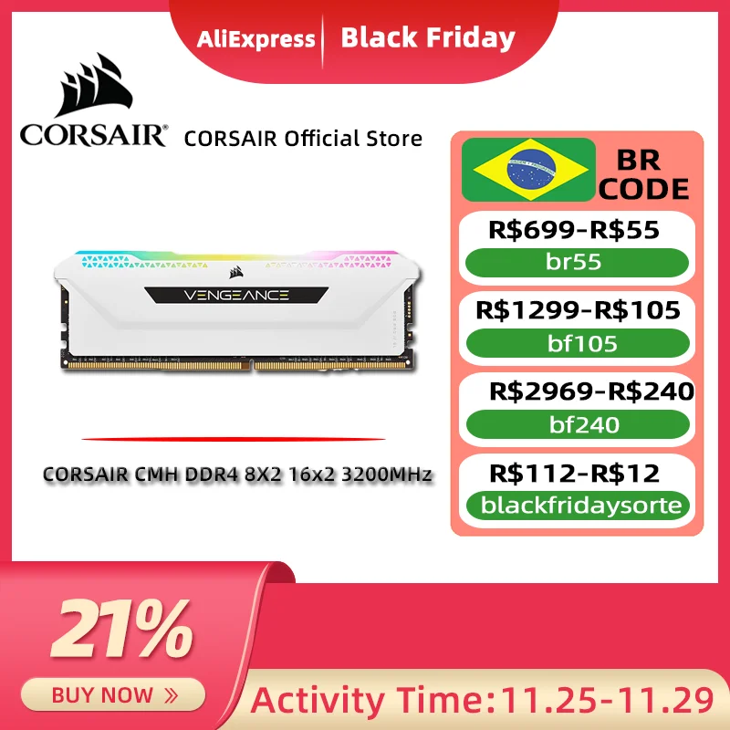 

Corsair Vengeance RGB Pro SL 2x8GB 2x16GB DDR4 3200MHz C16 3600MHz C18 1.35V Desktop Memory - White